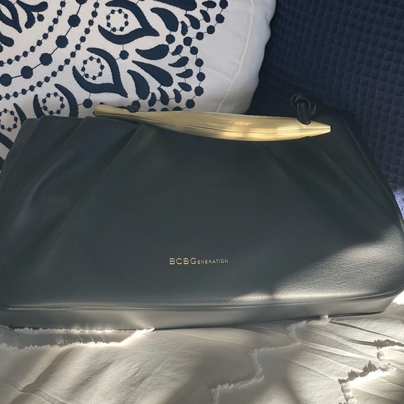 BCBGeneration Sleek Black and Gold Shoulder Bag - Picture 2 of 13